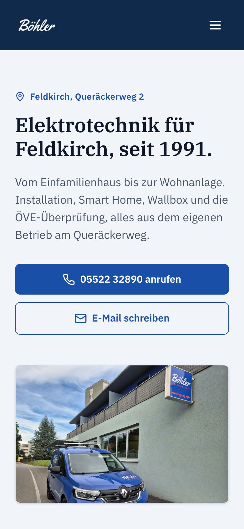 Dieselbe Website in der Handy-Ansicht